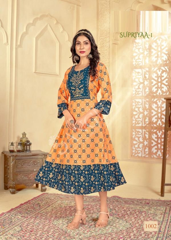 Supriyaa 1 Regular Wear Long Rayon Designer Exclusive Kurti Collection